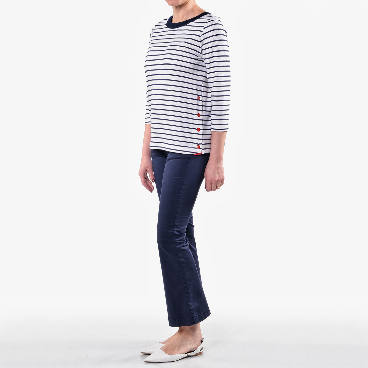 Pantaloni a Zampa Blu in Cotone Rasato PPT
