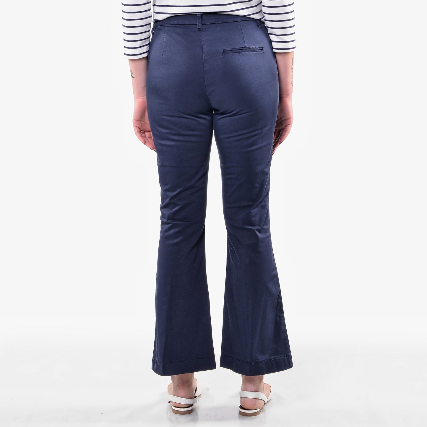 Pantaloni a Zampa Blu in Cotone Rasato PPT