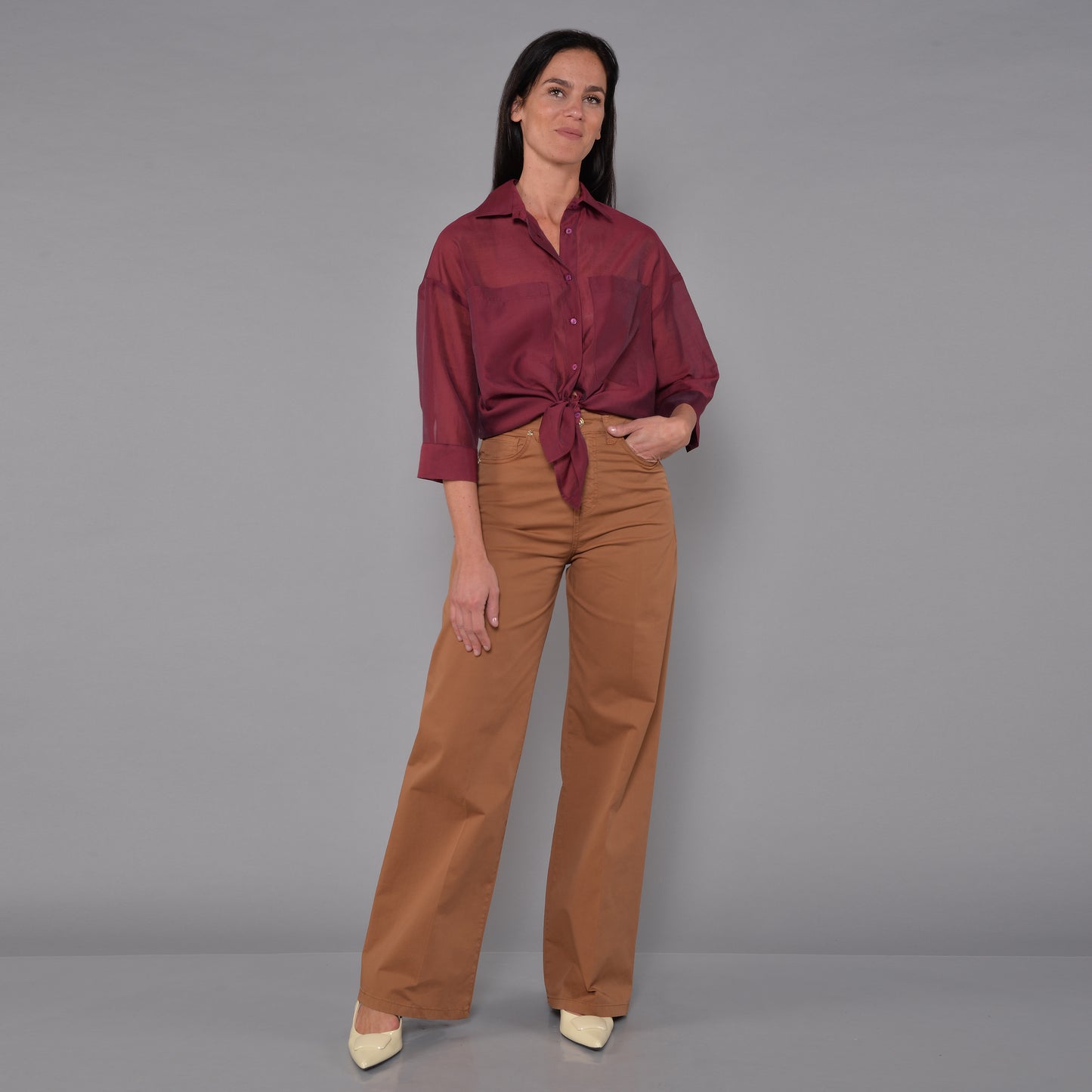 Pantaloni Gamba Larga PPT Caramello