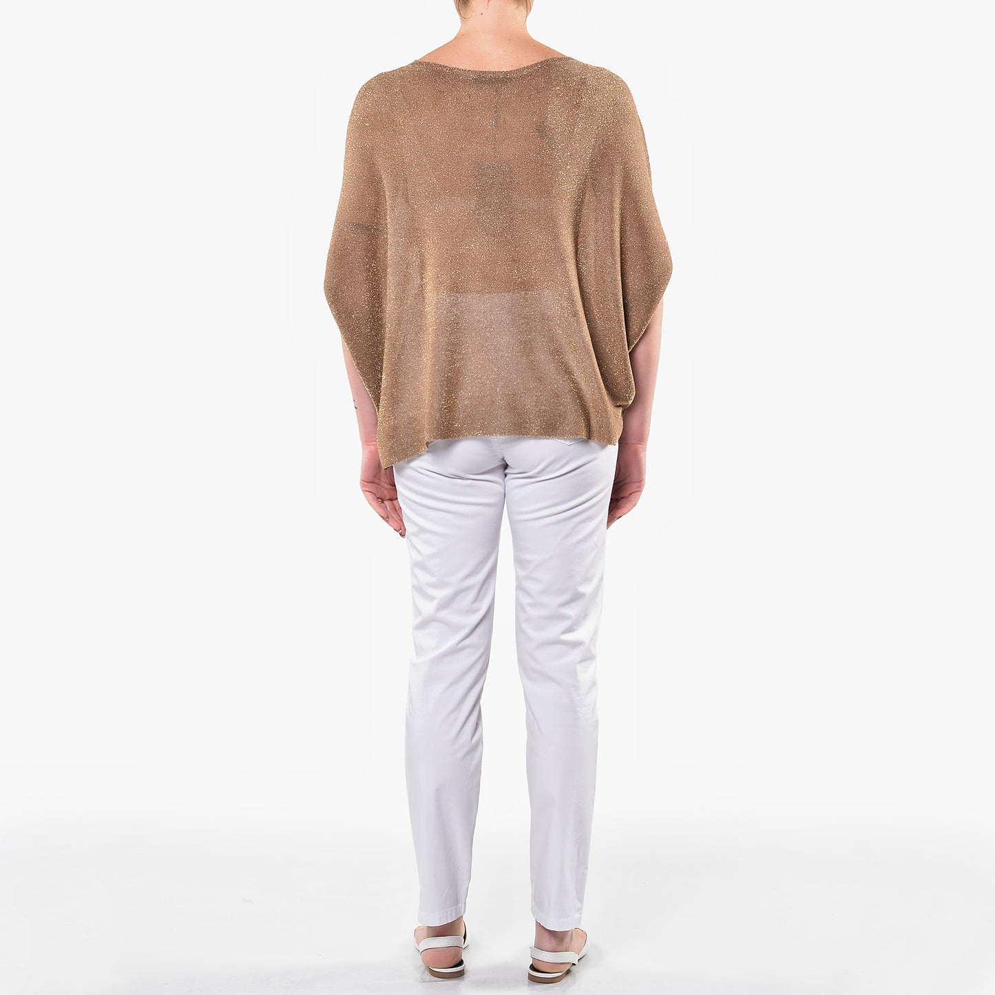 Maglia Over Scollo a Barca Lurex Khaki