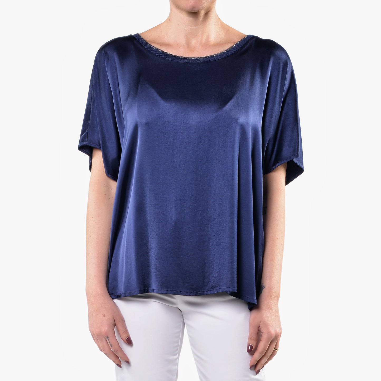 Tunica in Raso di Viscosa Elasticizzato Blu