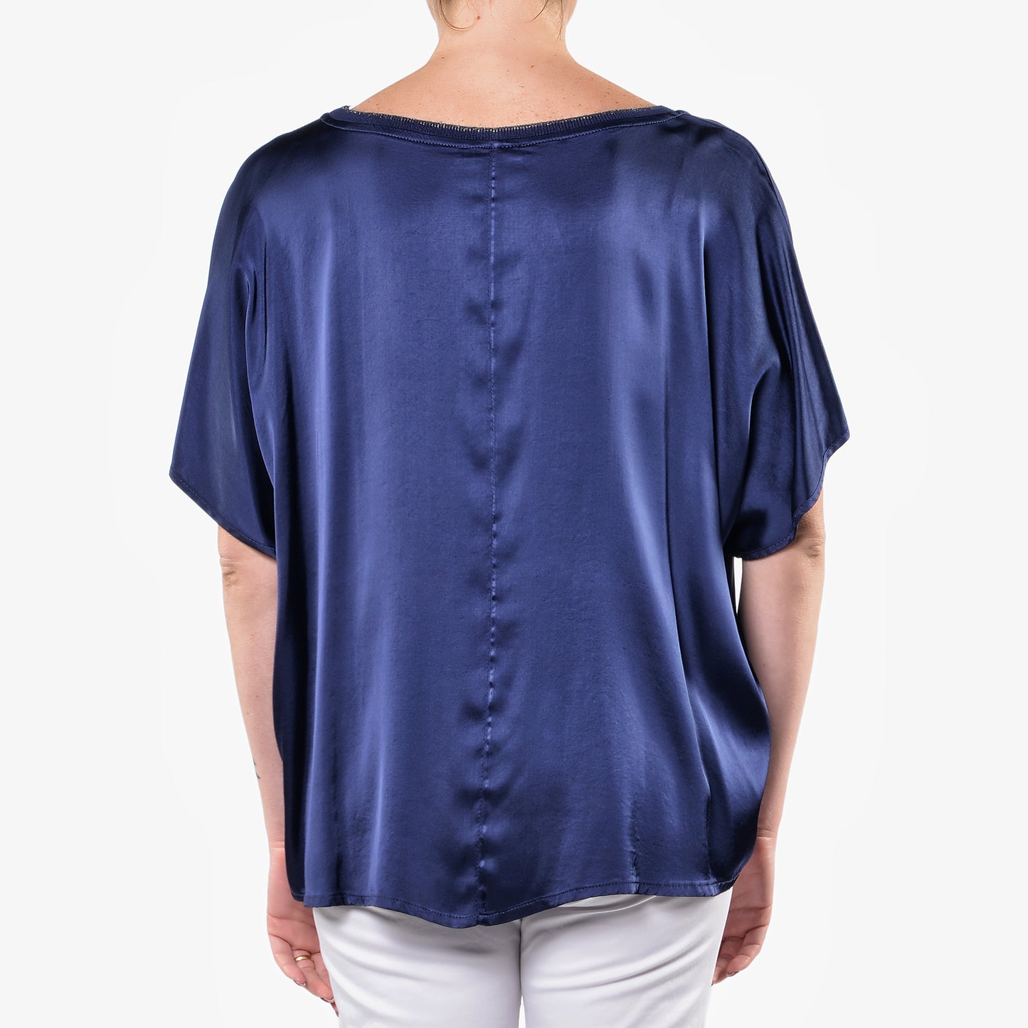 Tunica in Raso di Viscosa Elasticizzato Blu