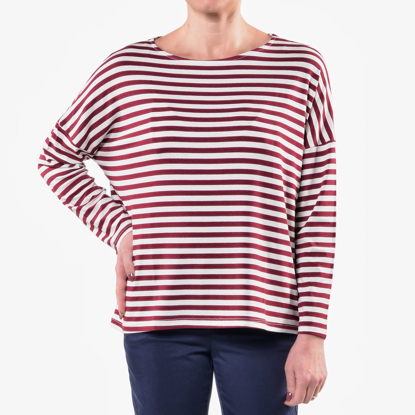 T-shirt a Righe Bordeaux
