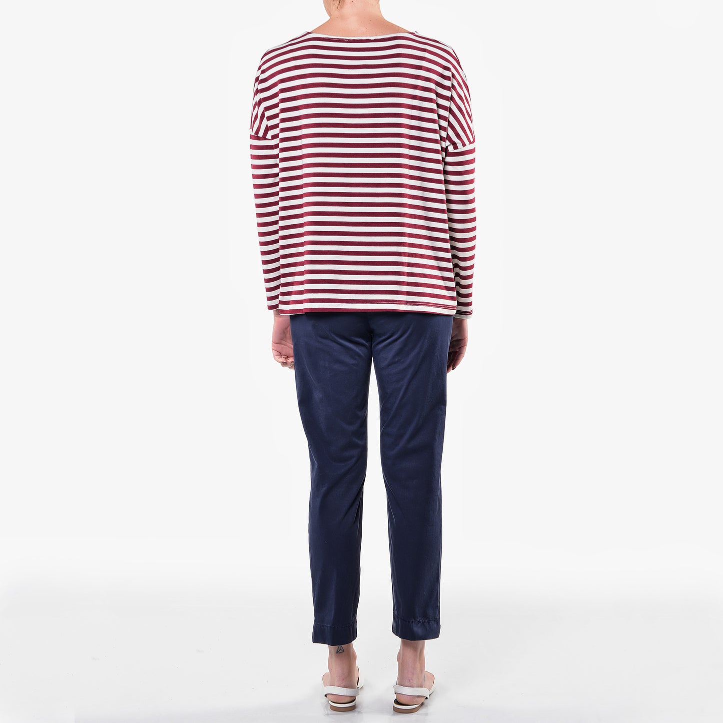 T-shirt a Righe Bordeaux