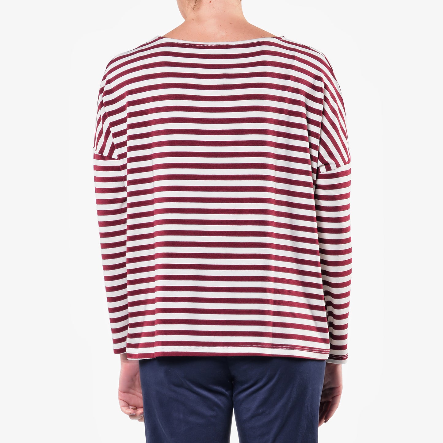 T-shirt a Righe Bordeaux