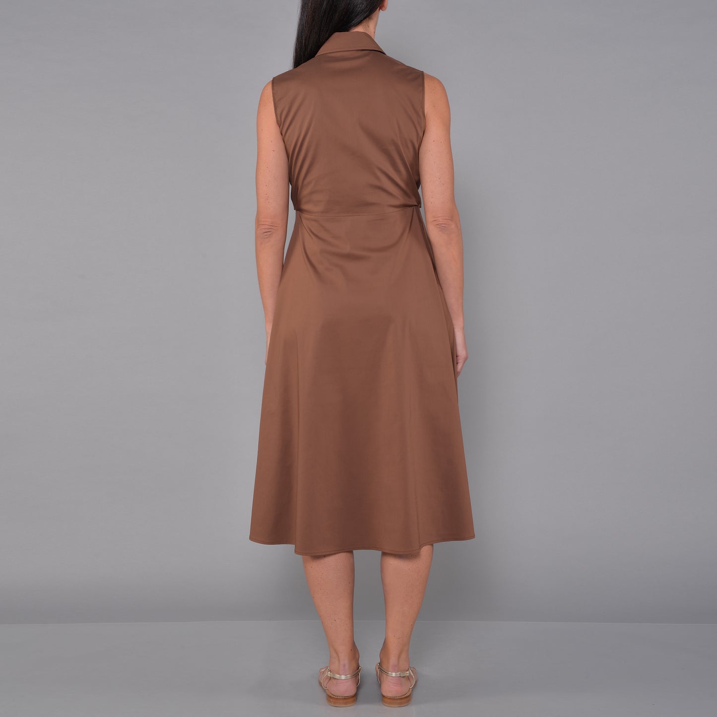 Hemdblusenkleid mit Knoten Tabak