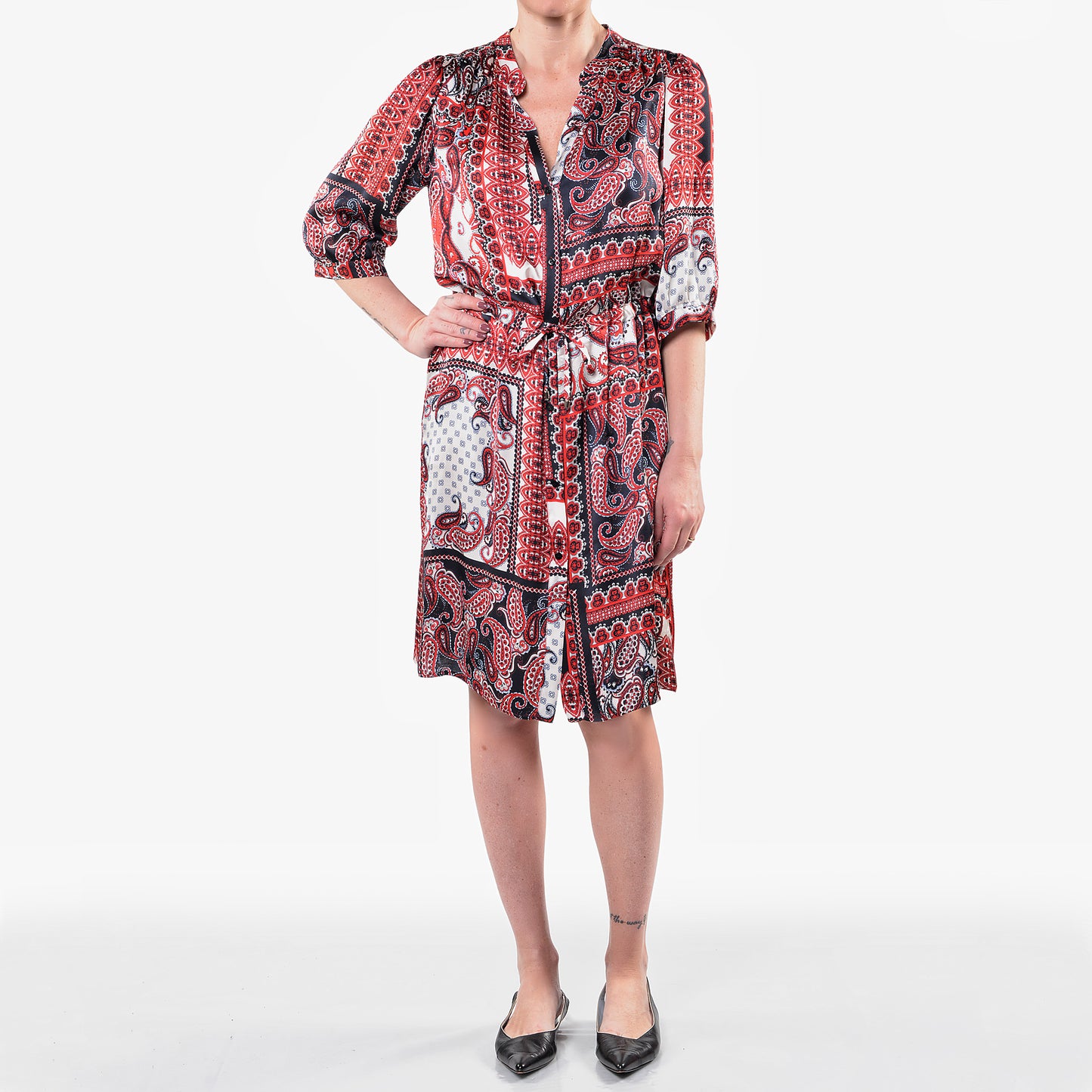 Red Patchwork Pattern Dress