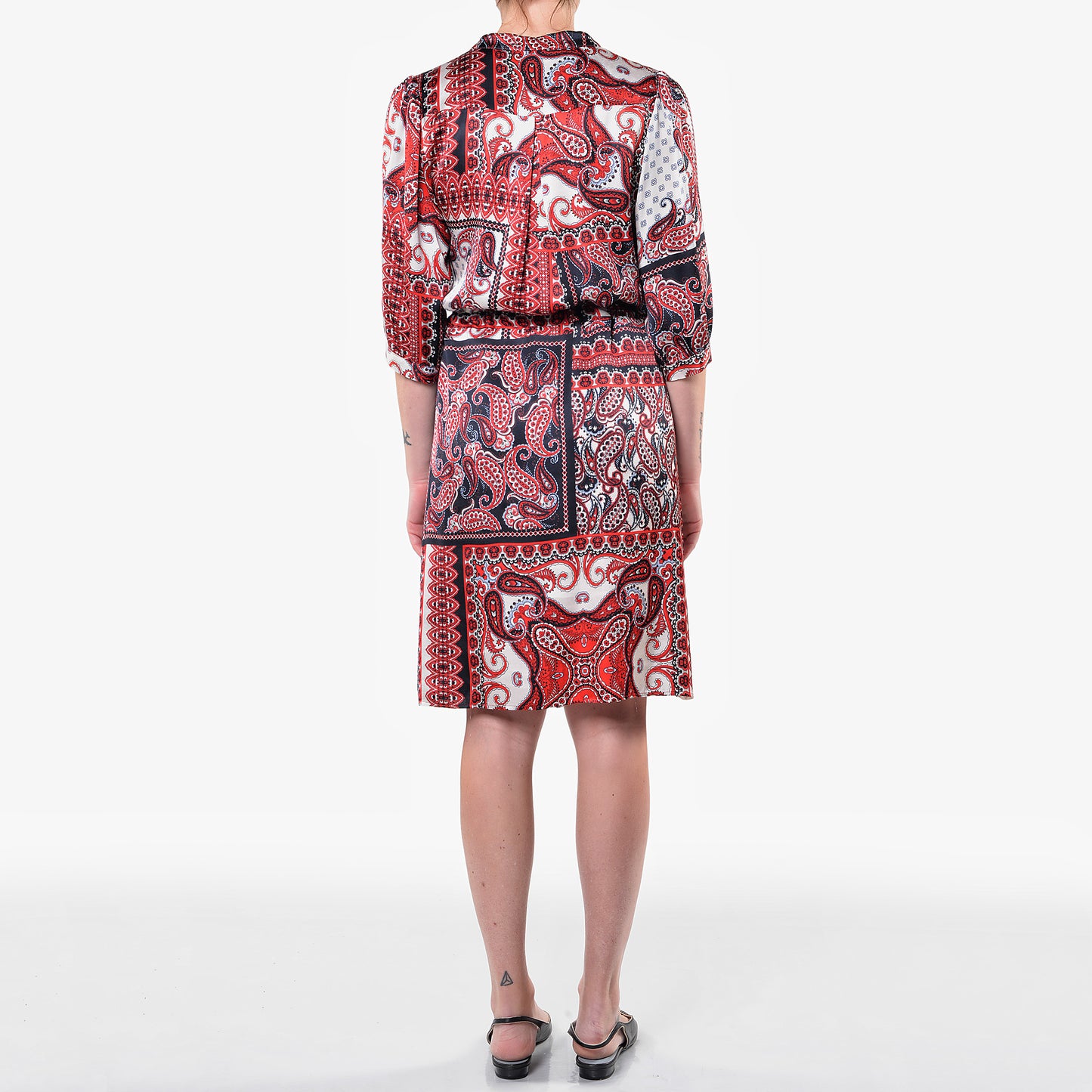 Red Patchwork Pattern Dress