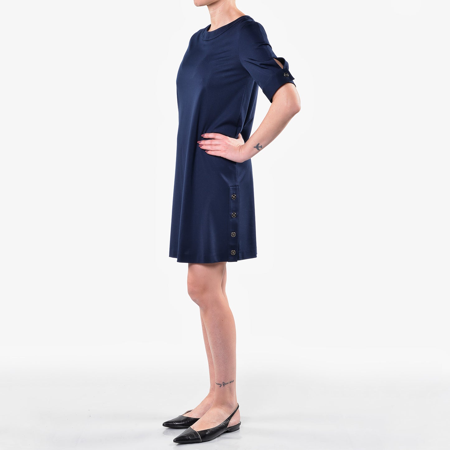 Abito in Jersey Blu con Bottoni