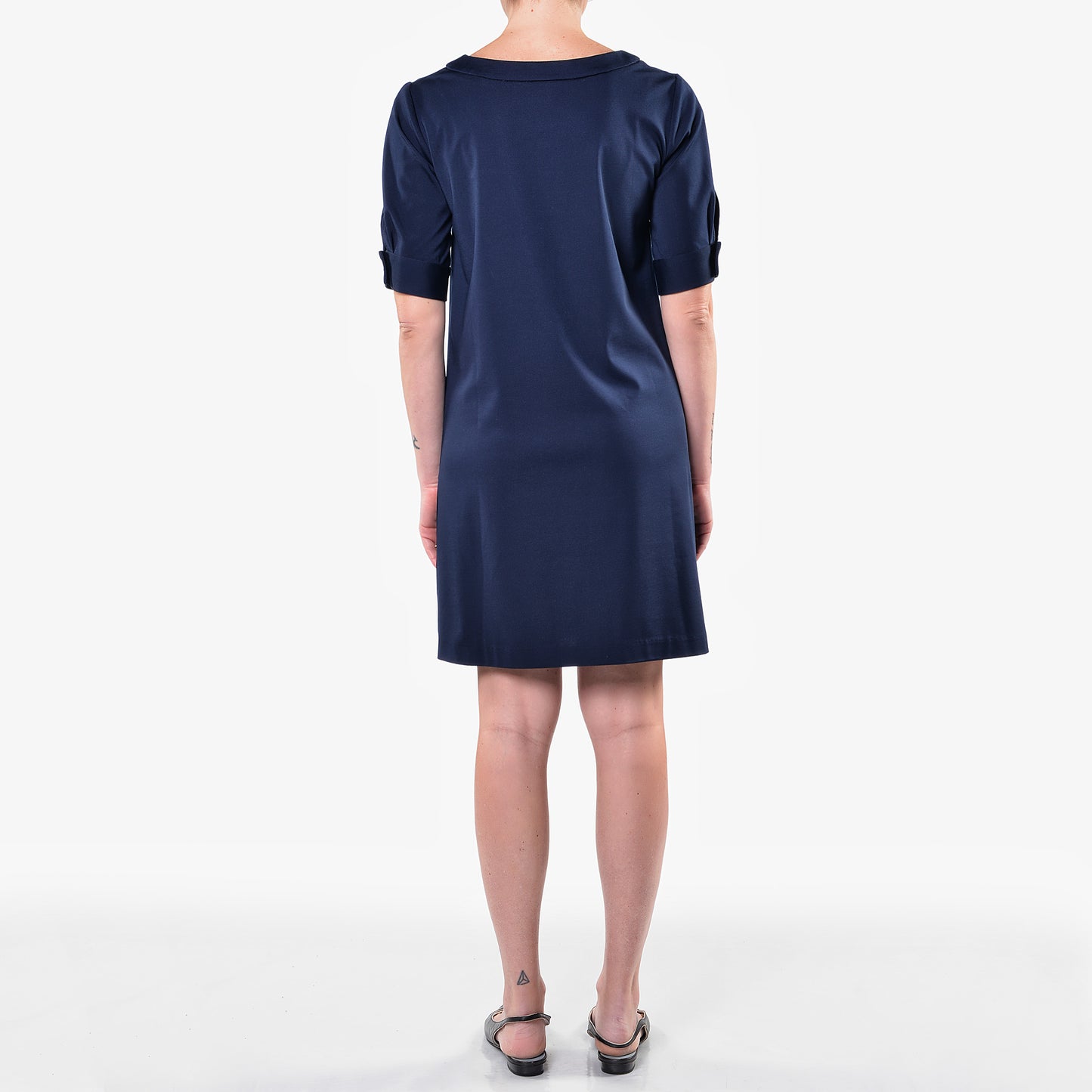 Abito in Jersey Blu con Bottoni