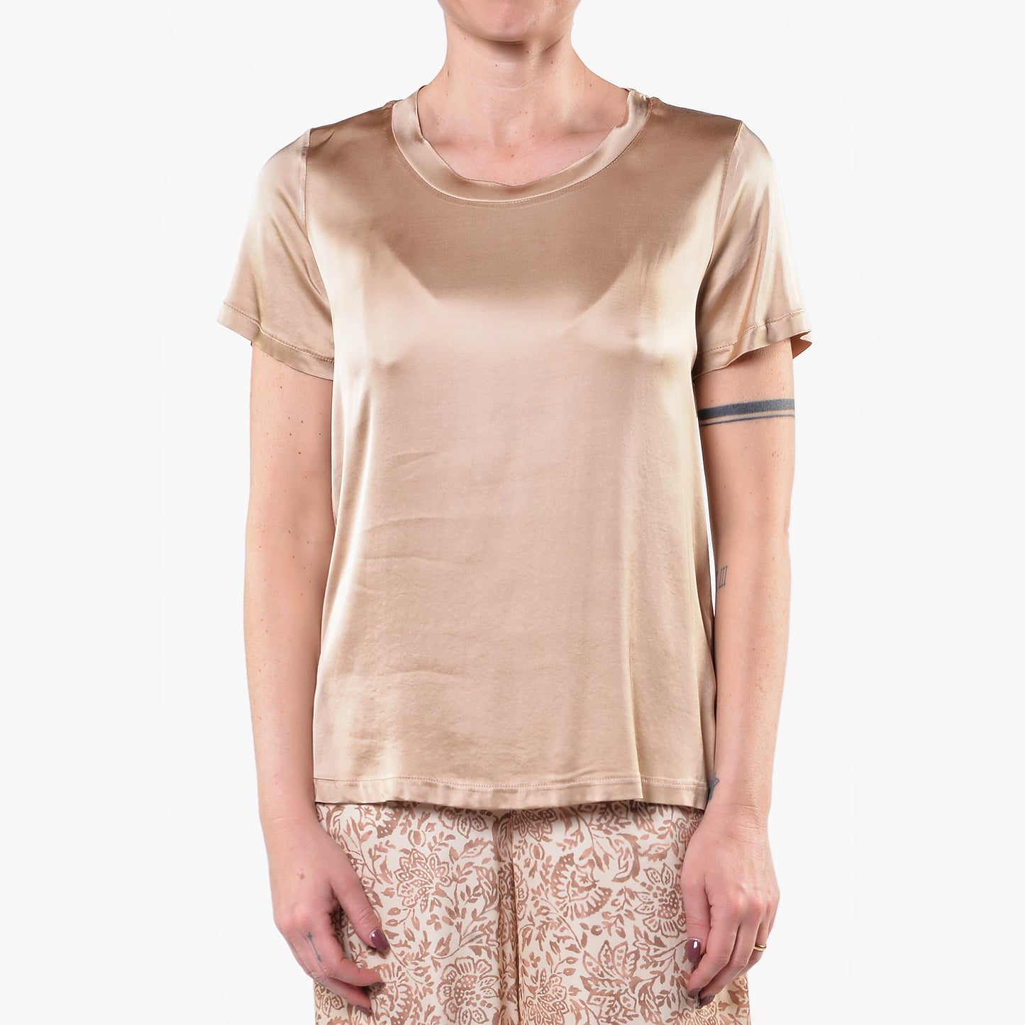 T-shirt in Raso di Viscosa Elasticizzato Deserto 1/2 Manica