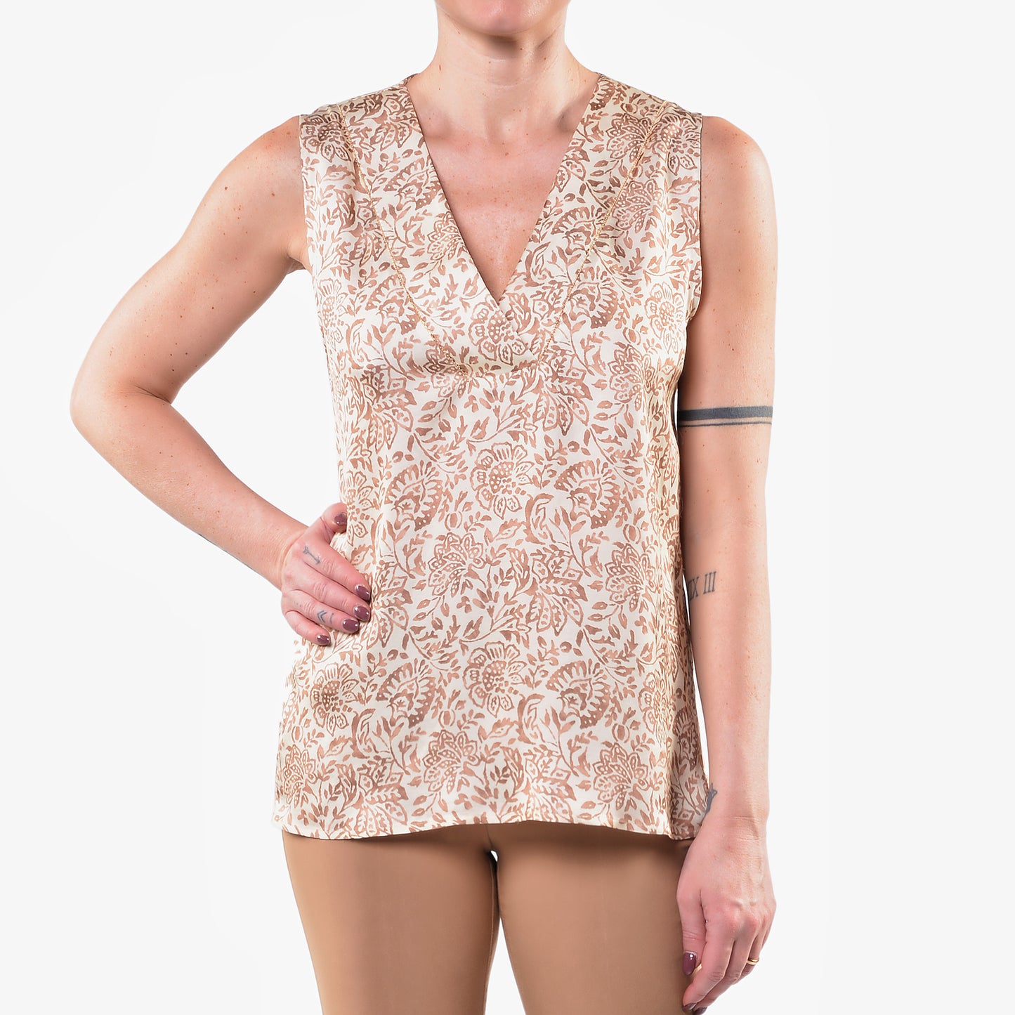 Top Fantasia Cachemire Khaki