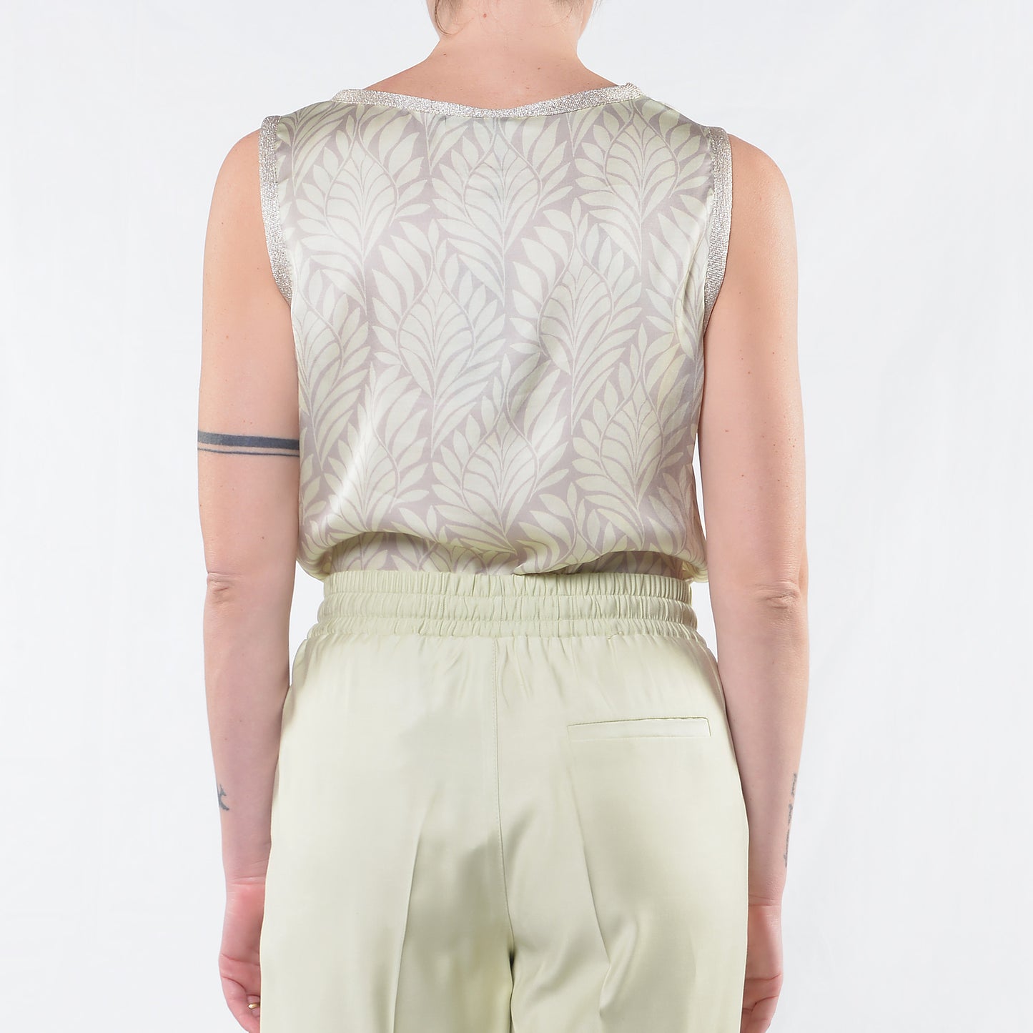 Apple Green Leaf Pattern Top