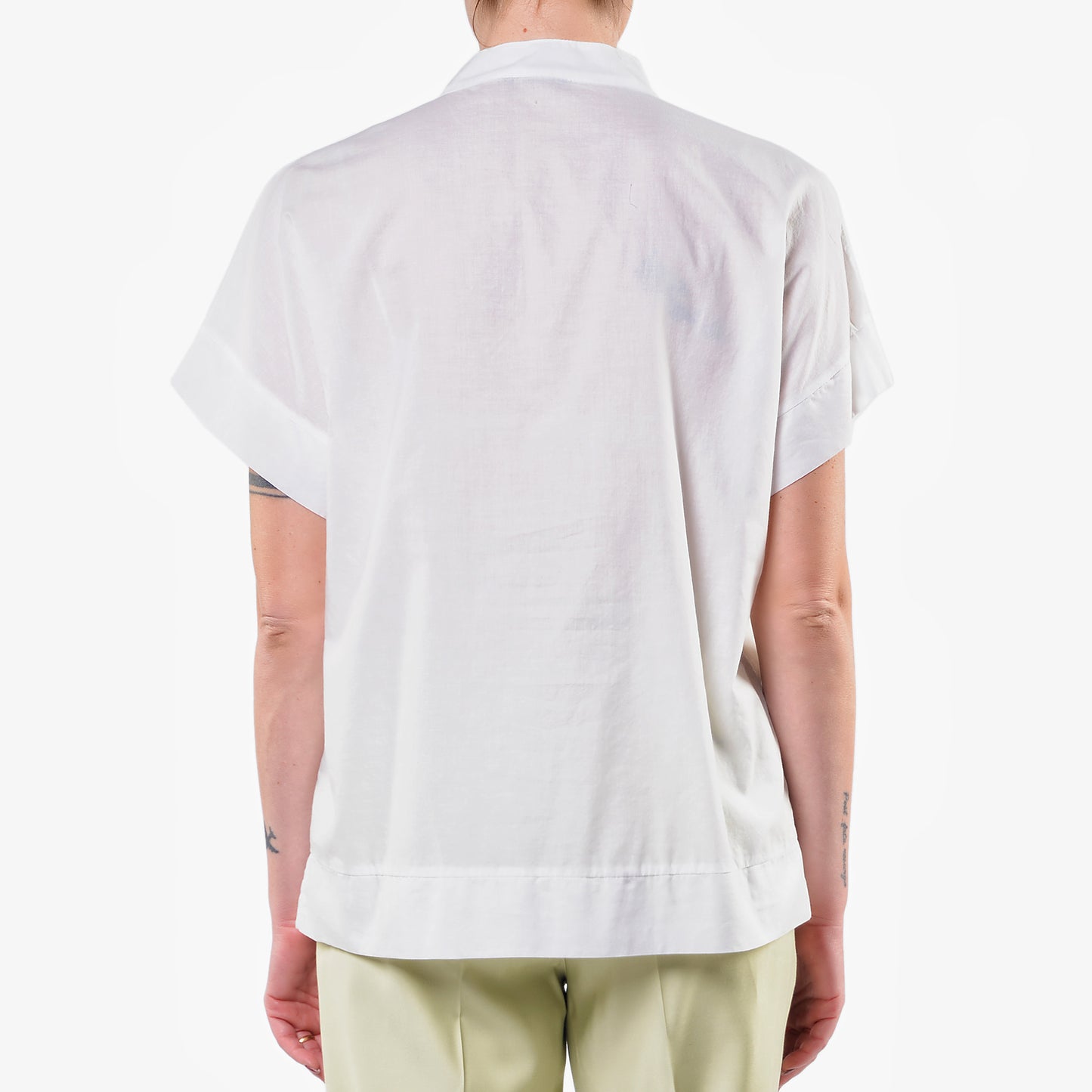 Camicia Coreana Panna in Mussola di Cotone