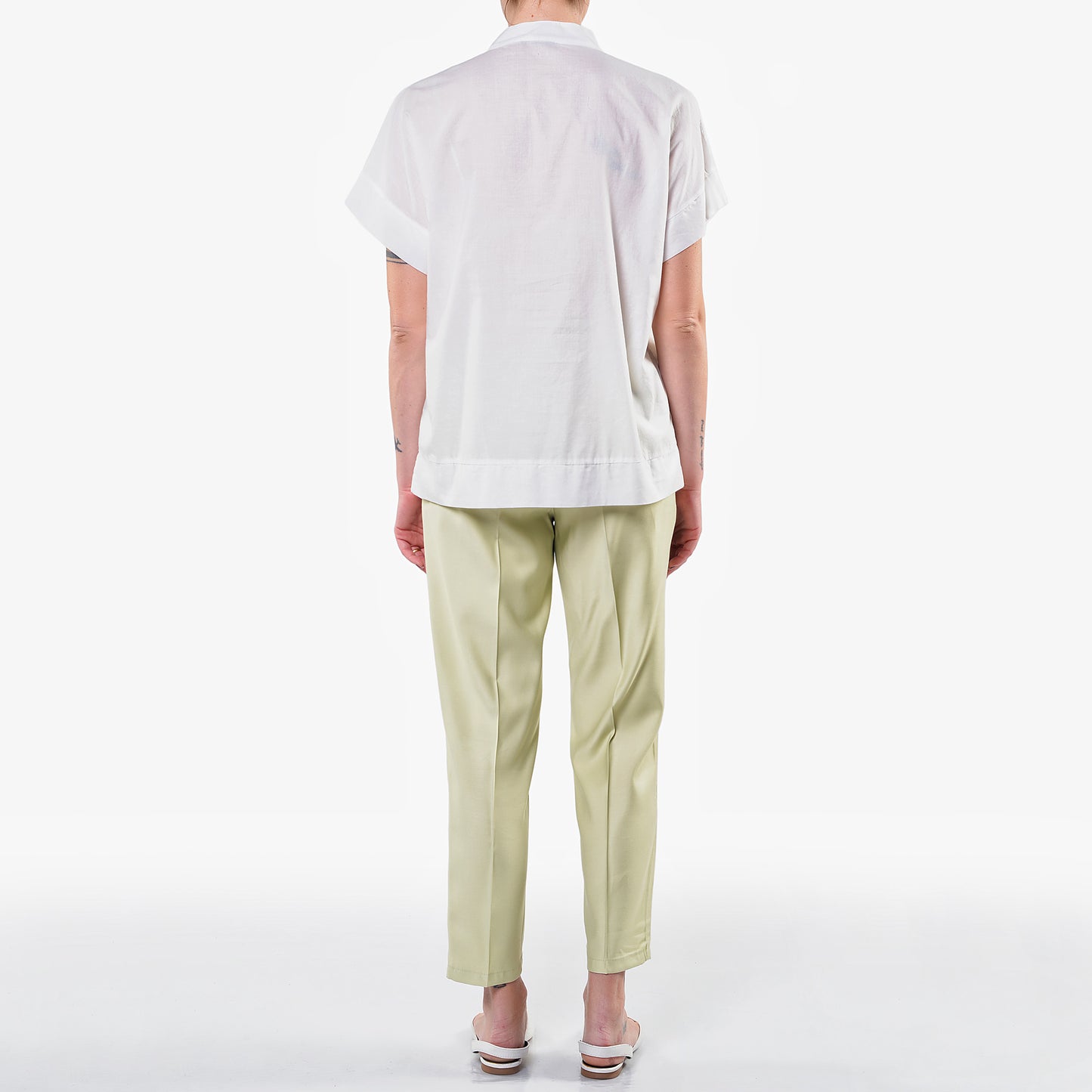 Camicia Coreana Panna in Mussola di Cotone