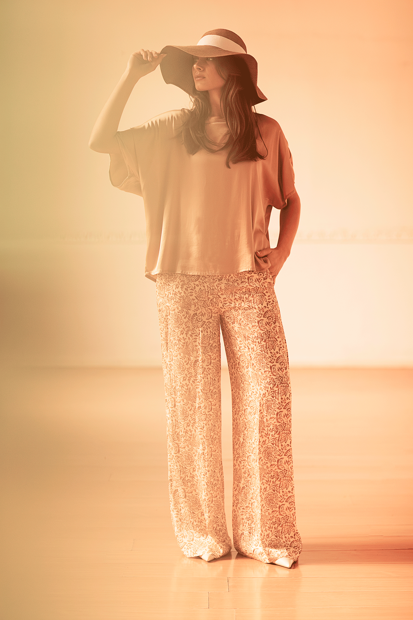 Pantaloni Fantasia Cachemire Khaki