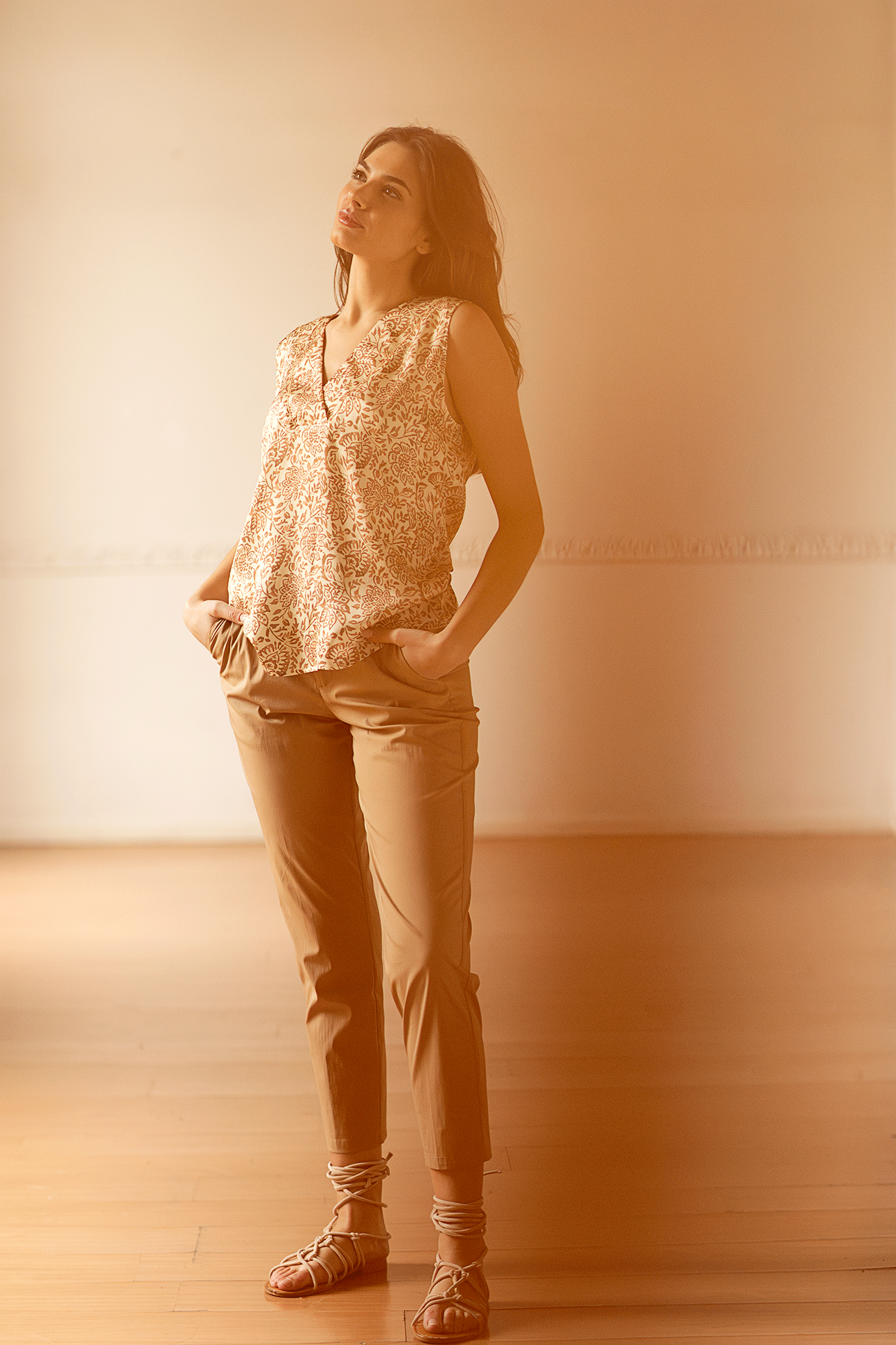 Top Fantasia Cachemire Khaki