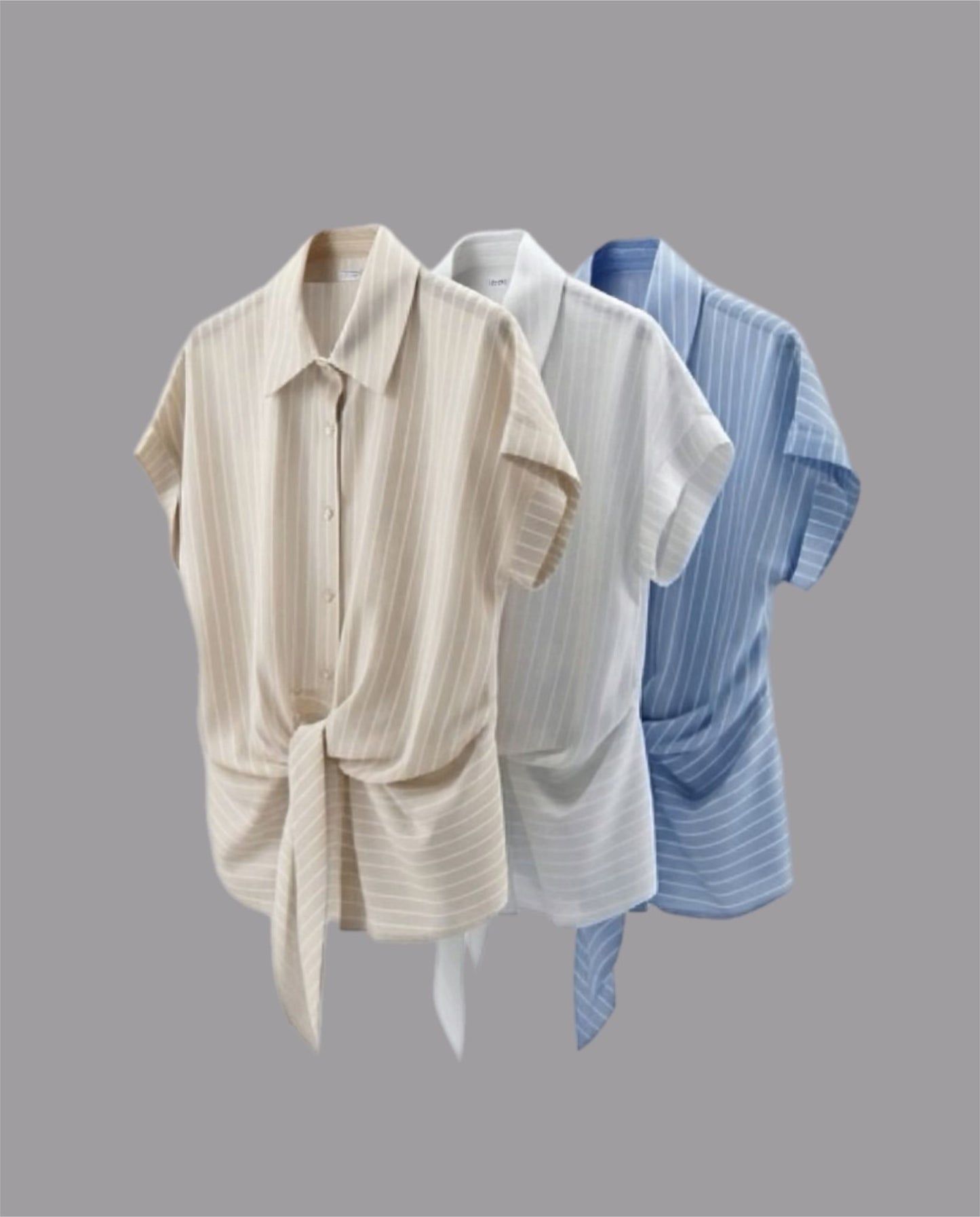 Camicia Sabbia a Righe con Nodo