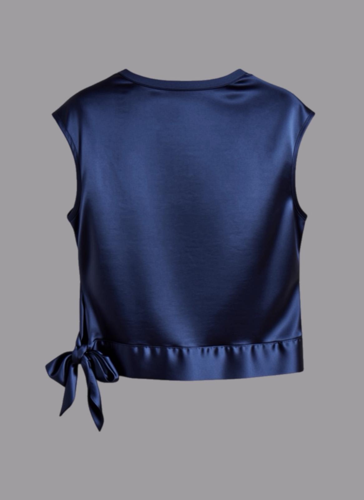 Tunica in Viscosa Con Fiocco Laterale Blu