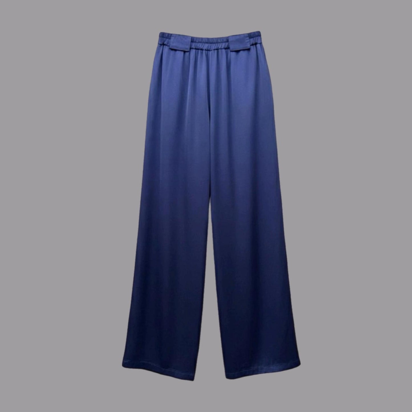 Pleated Viscose Satin Trousers Blue