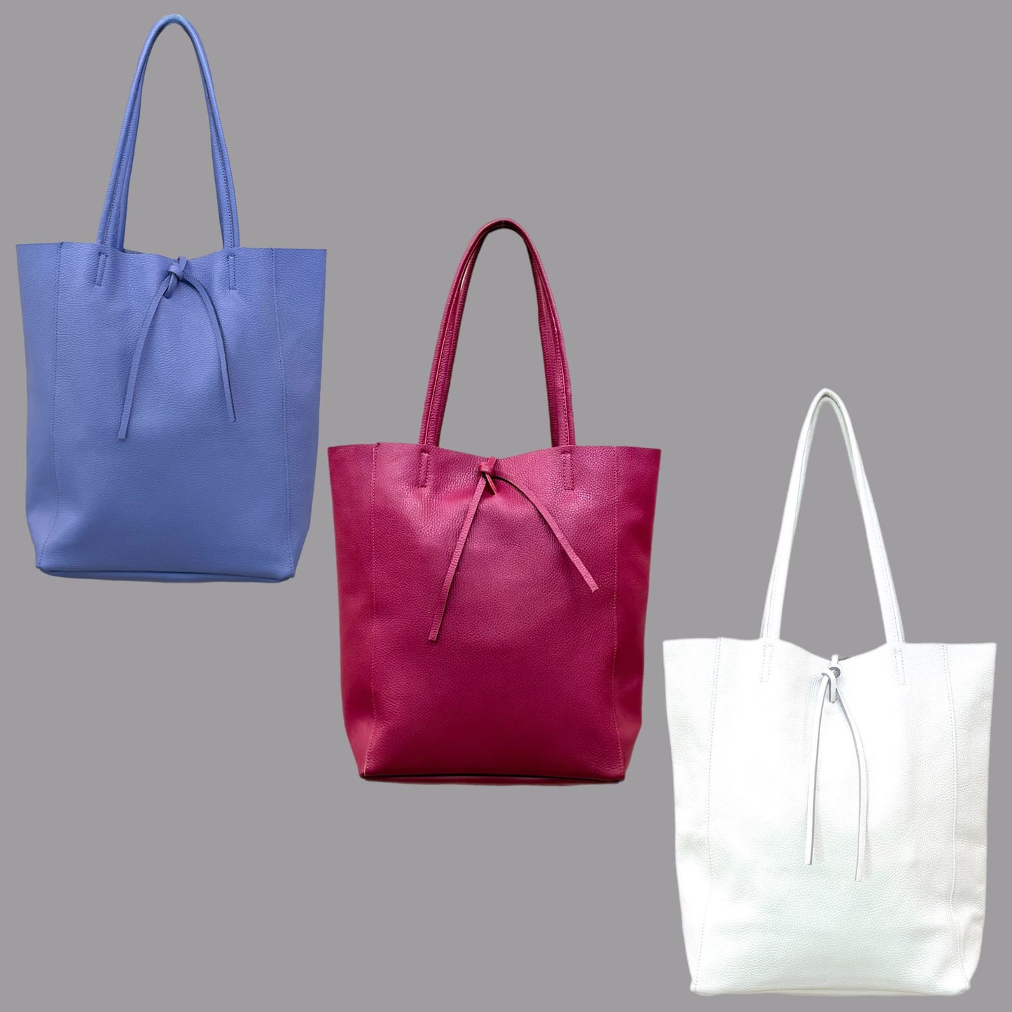Shopper aus zuckerblauem Leder