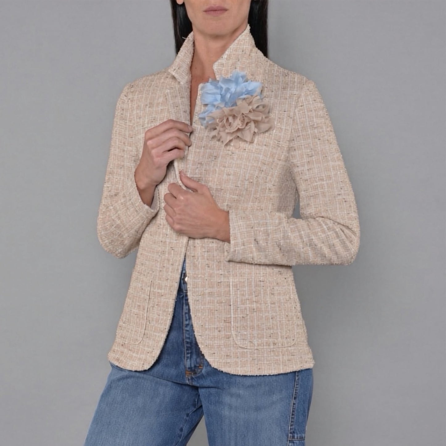 Bouclé-Jacke Sand