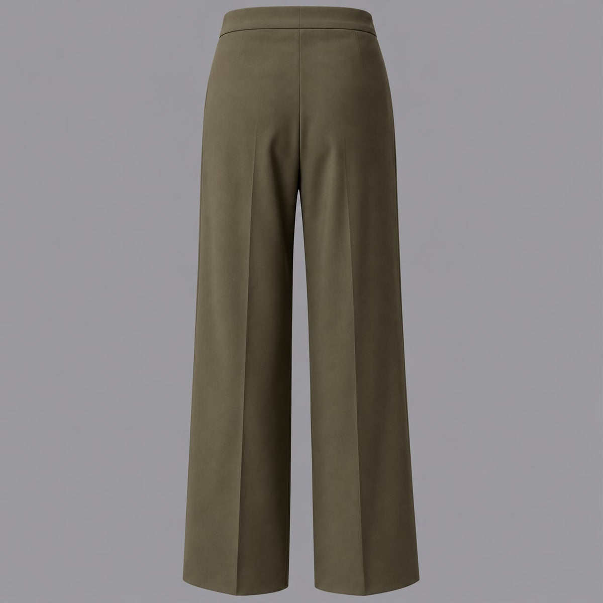 Pantaloni Gamba Larga Con Tasche in Fluido Muschio