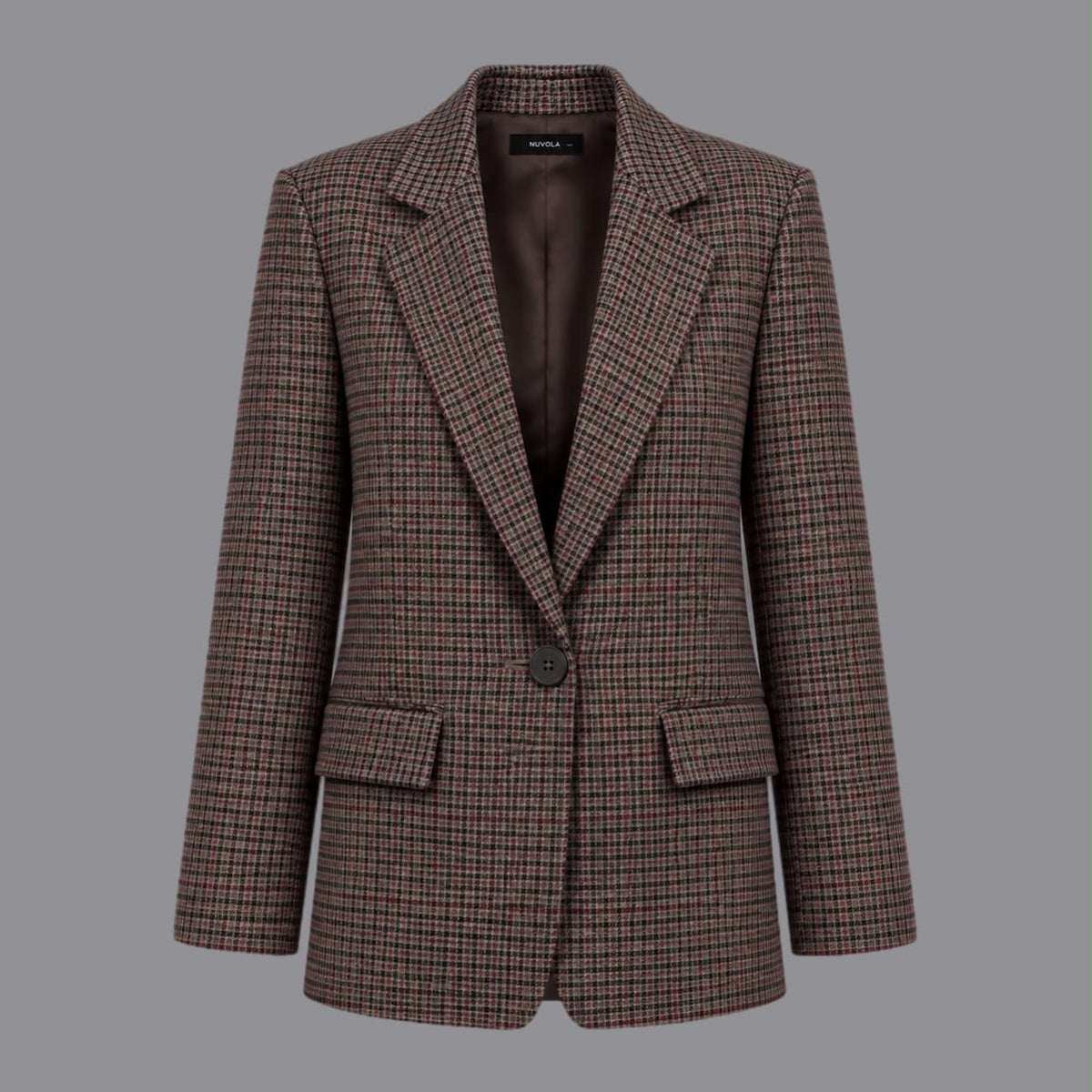 Giacca Over Quadro Bordeaux