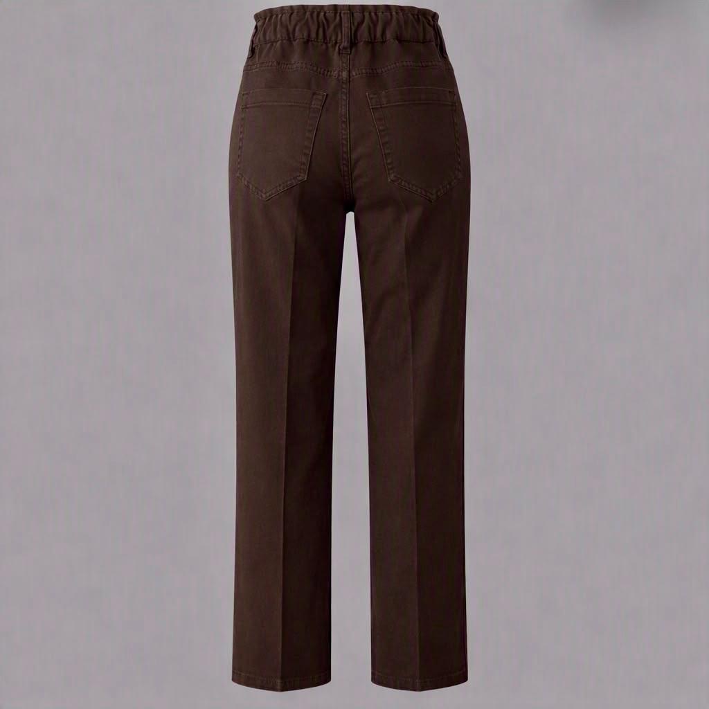 Pantaloni Cotone Tinto in Capo con Elastico Moro