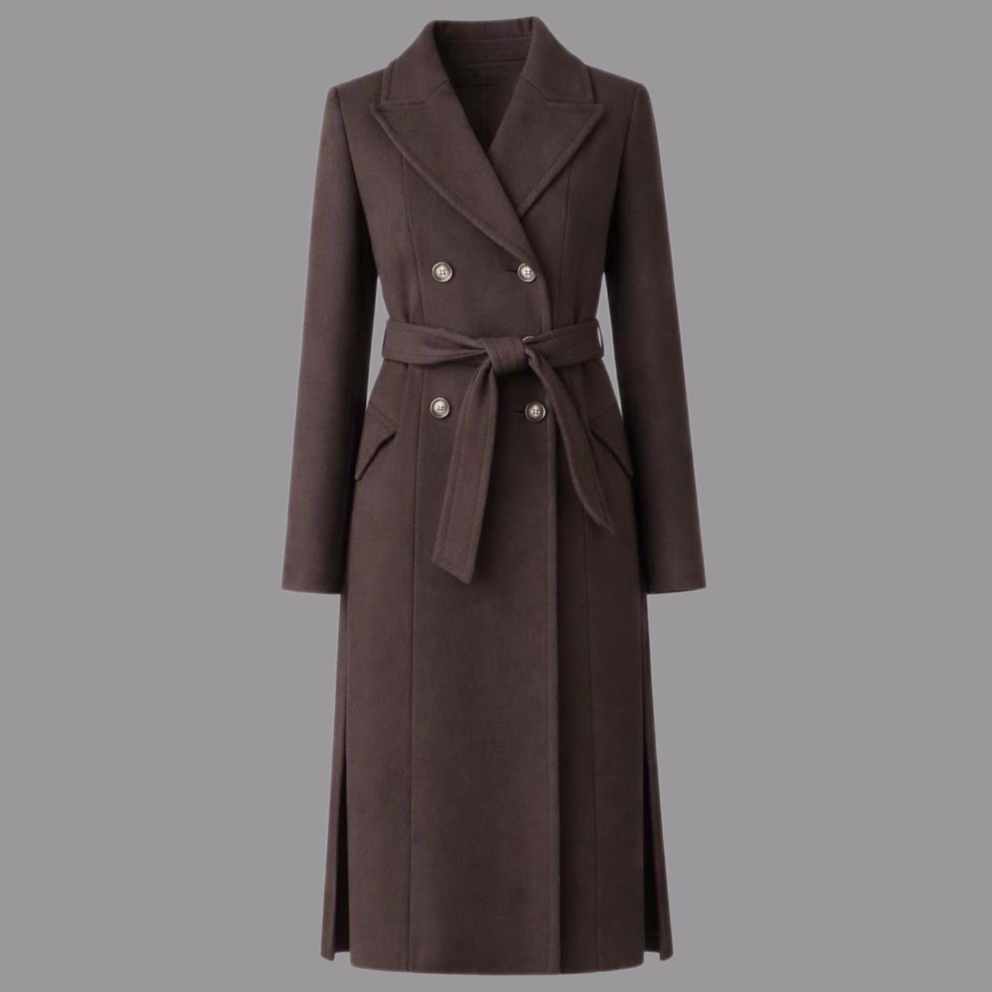Cappotto Lungo con Cintura Moro