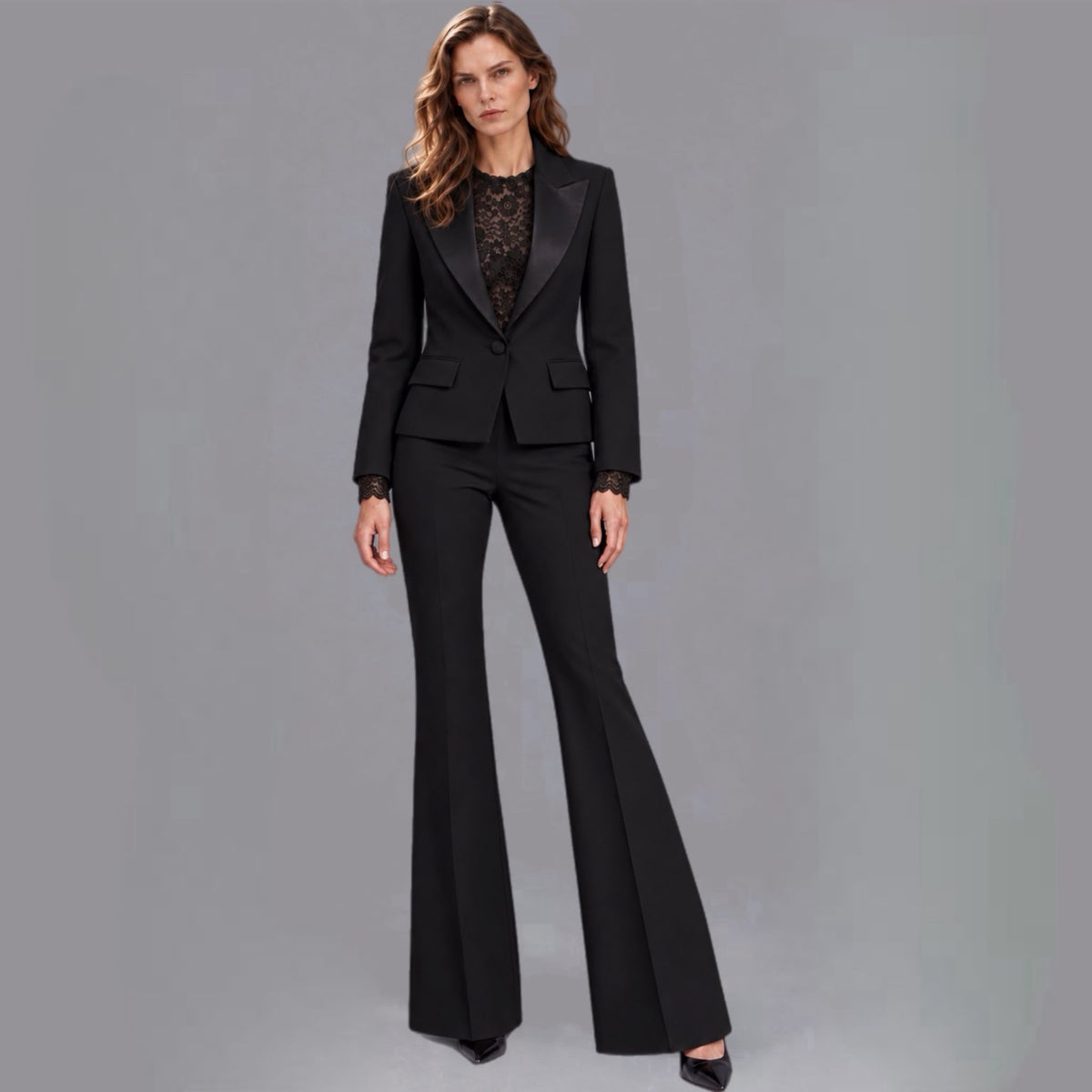Pantaloni a Zampa in Fluido Nero
