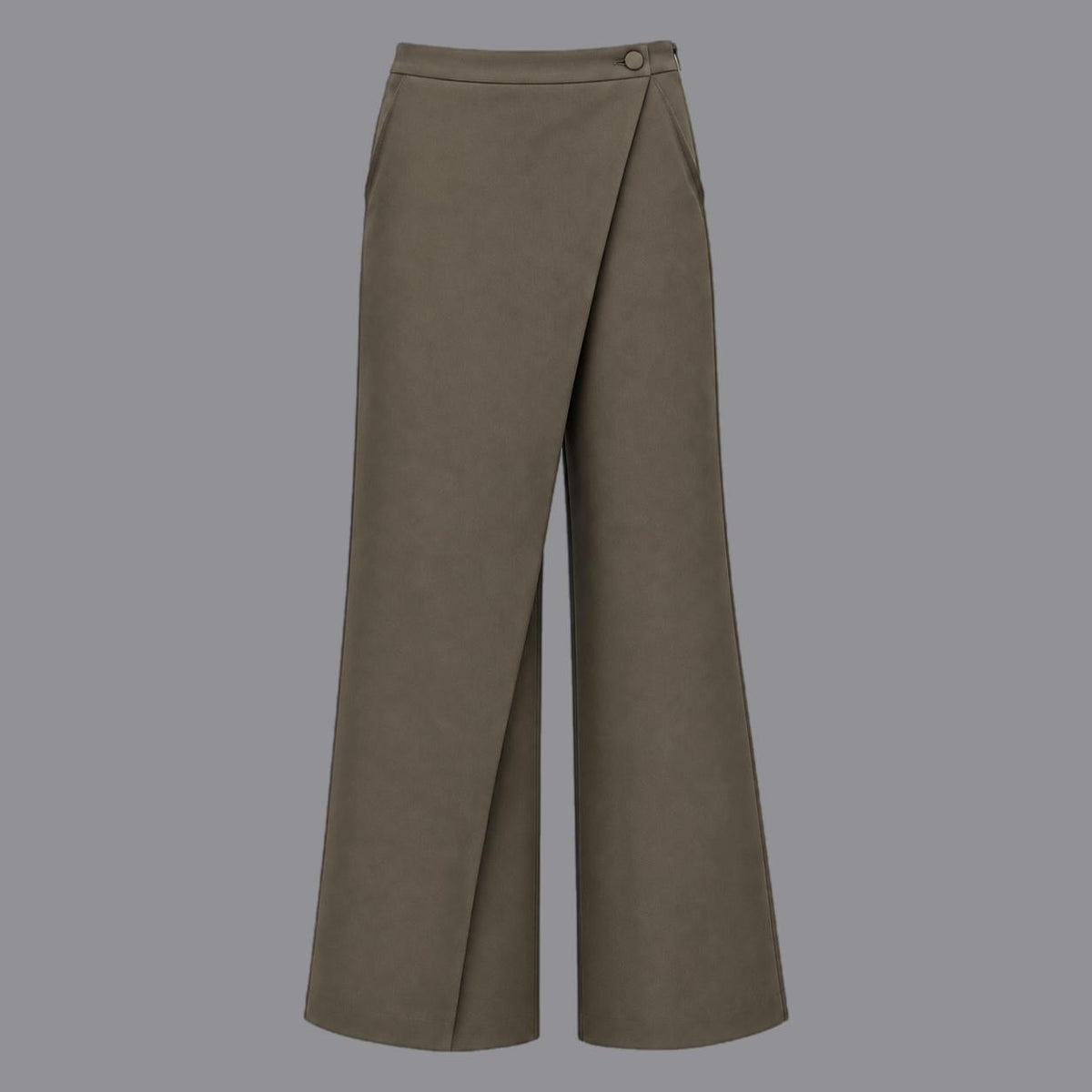 Pantaloni Gamba Larga Con Pannello in Fluido Muschio