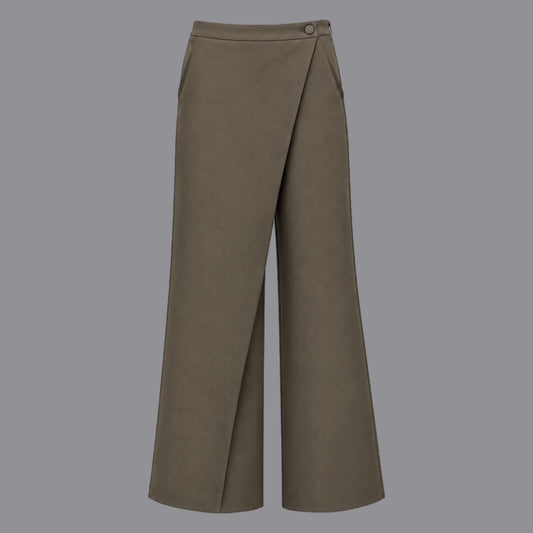 Wide-Leg Trousers With Fluid Moss Panel