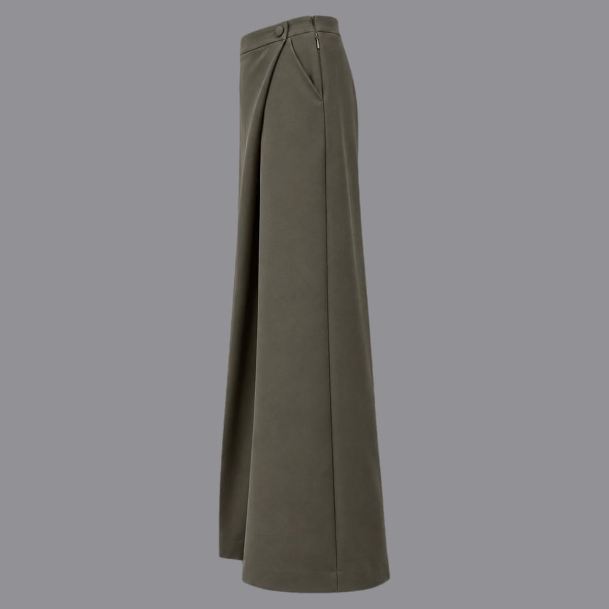 Pantaloni Gamba Larga Con Pannello in Fluido Muschio