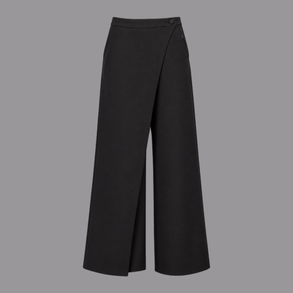 Pantaloni Gamba Larga Con Pannello in Fluido Nero