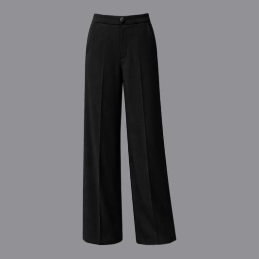 Pantaloni Gamba Larga Con Tasche in Fluido Nero