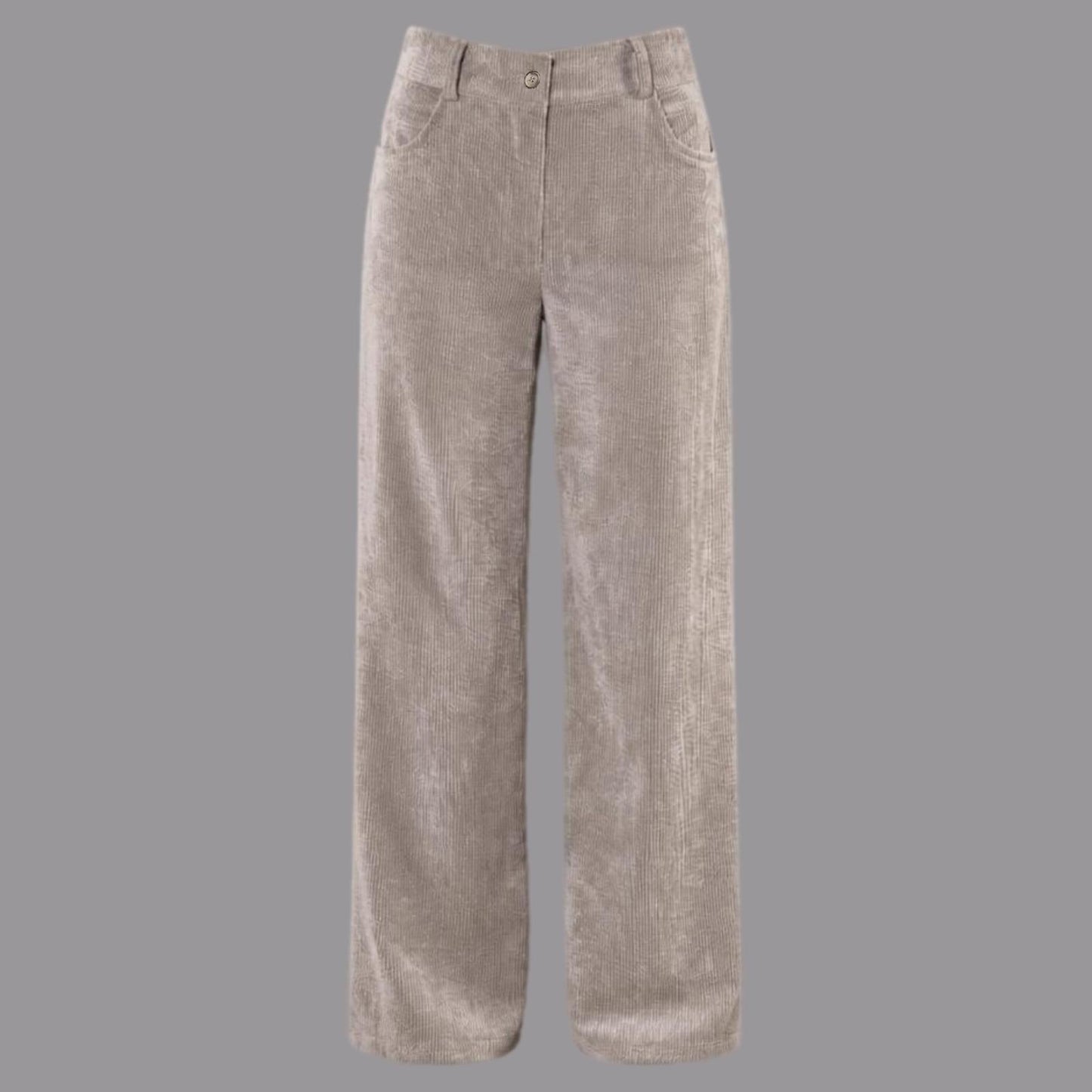 Taubengraue Cordhose mit weitem Bein