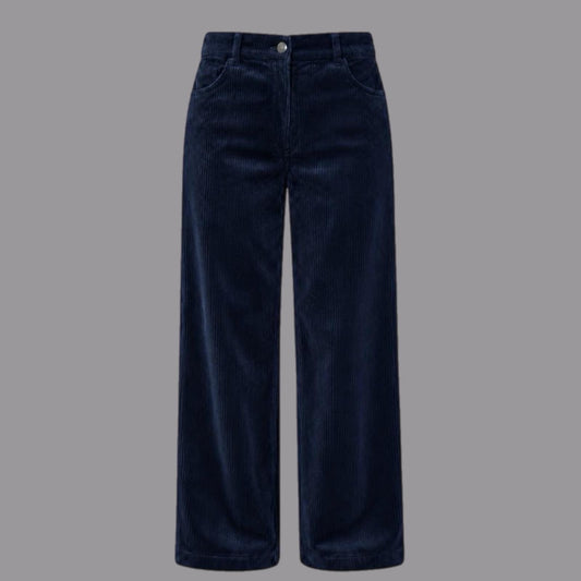 Pantaloni Gamba Larga in Velluto Blu