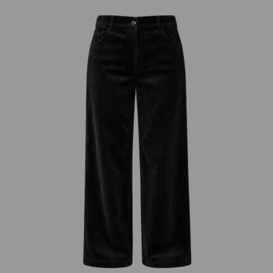 Pantaloni Gamba Larga in Velluto Nero