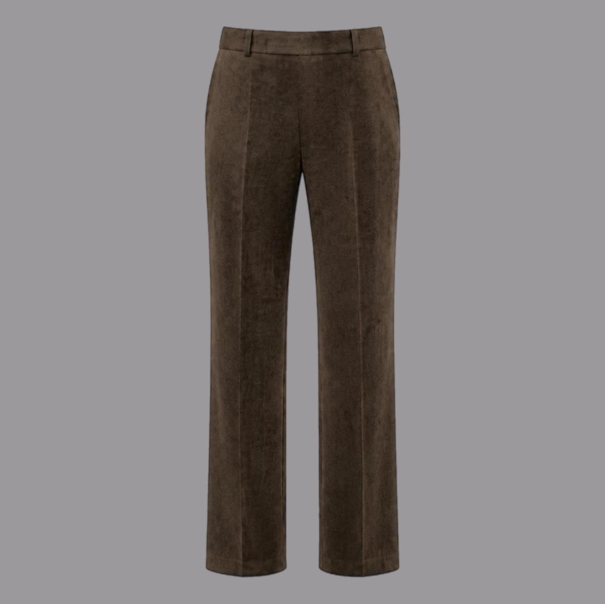 Pantaloni Gamba Larga in Velluto Resca Muschio