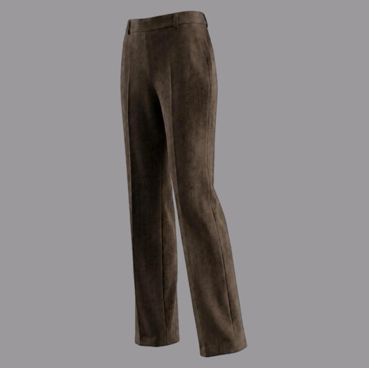 Pantaloni Gamba Larga in Velluto Resca Muschio