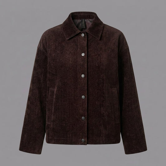 Giacca con Automatici in Velluto Denim Moro