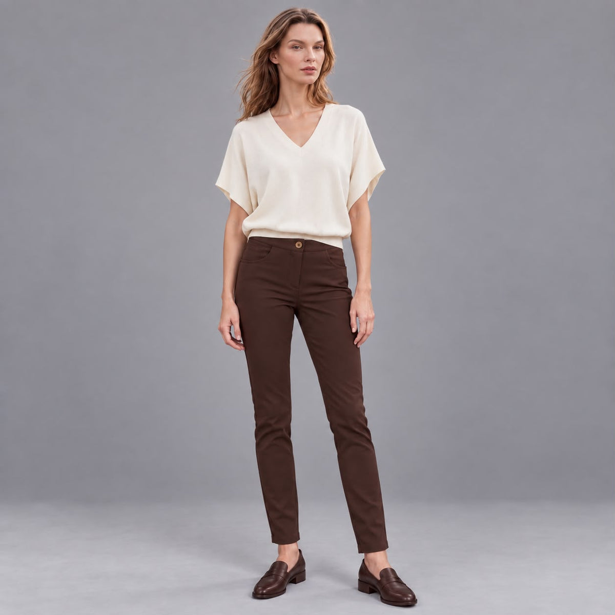 Pantaloni in Punto Milano Tasca Jeans Moro