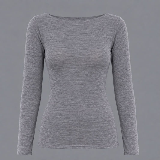 Maglia Scollo a Barca Misto Cachemire Grigio