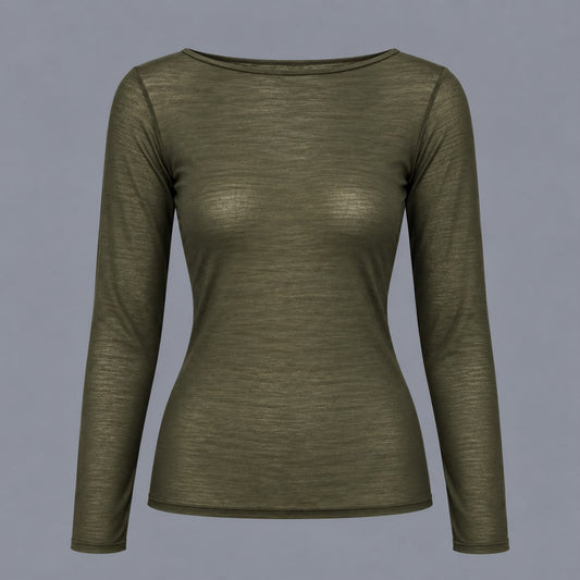 Maglia Scollo a Barca Misto Cachemire Militare