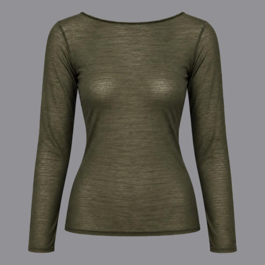 Maglia Scollo a Barca Misto Cachemire Militare