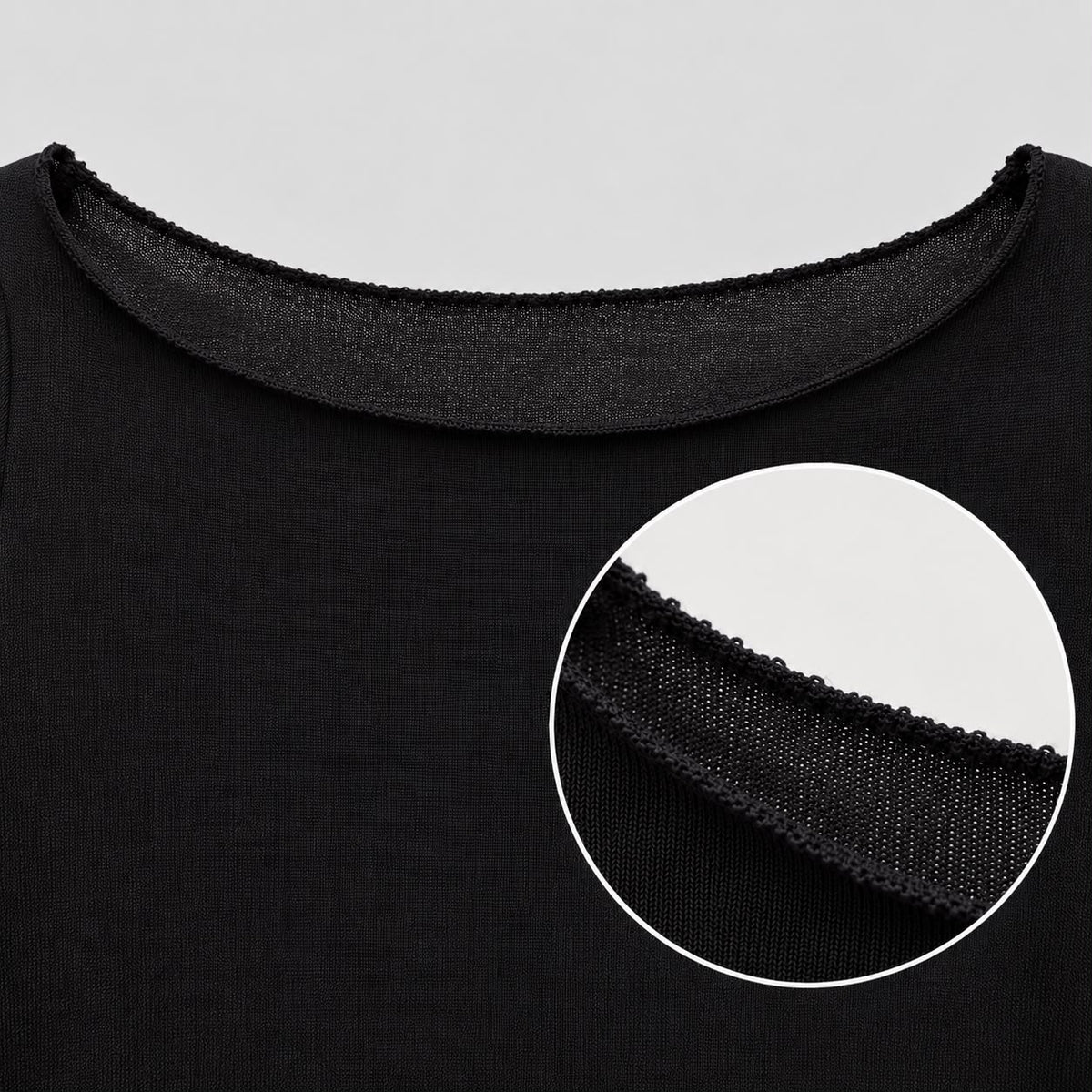 Maglia Scollo a Barca Misto Cachemire Nero
