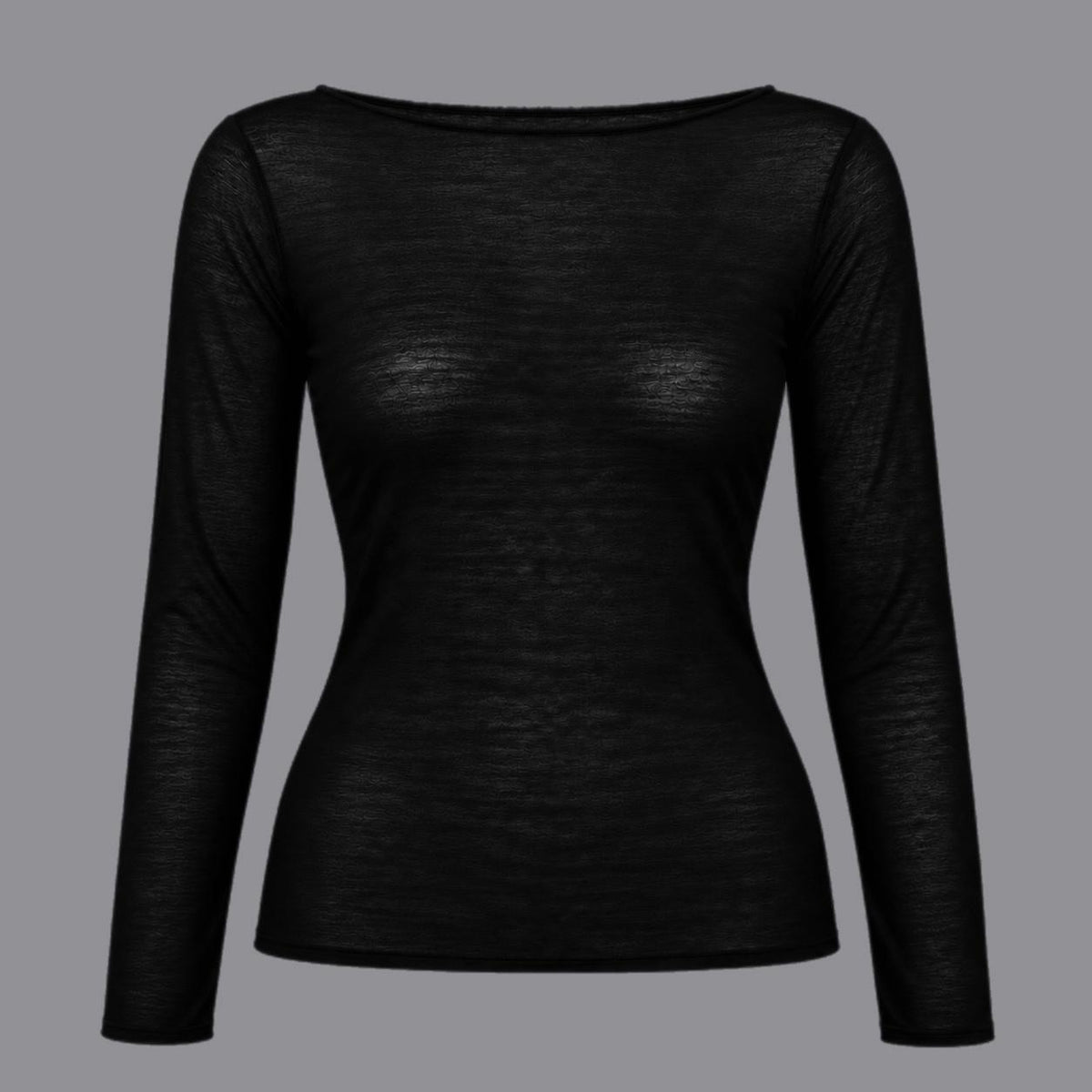 Maglia Scollo a Barca Misto Cachemire Nero