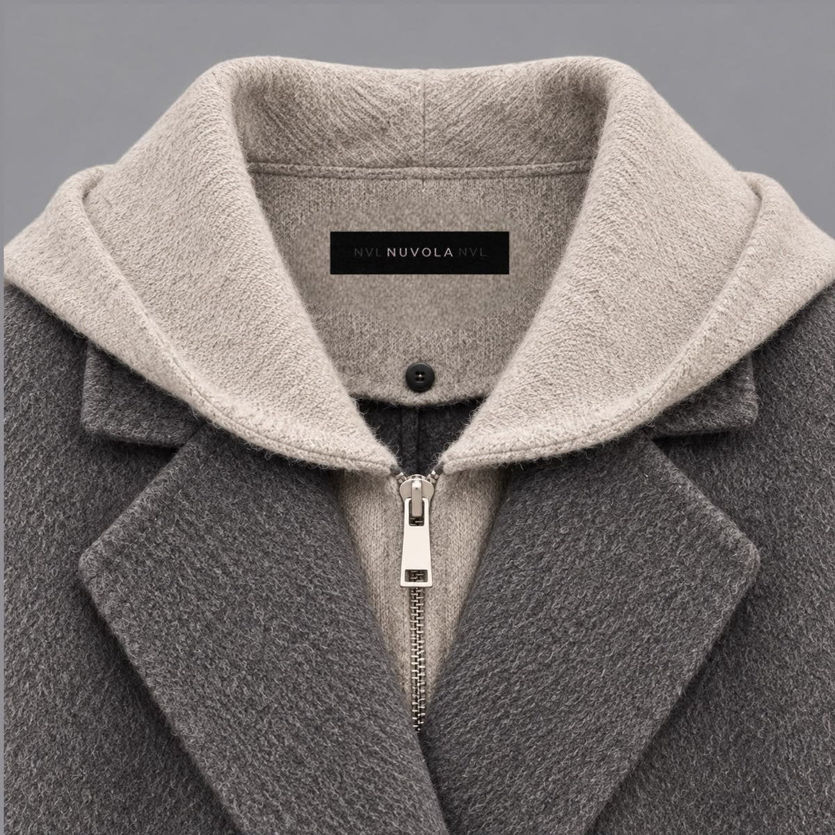 Cappotto Con Cappuccio Bicolore Antracite Grigio