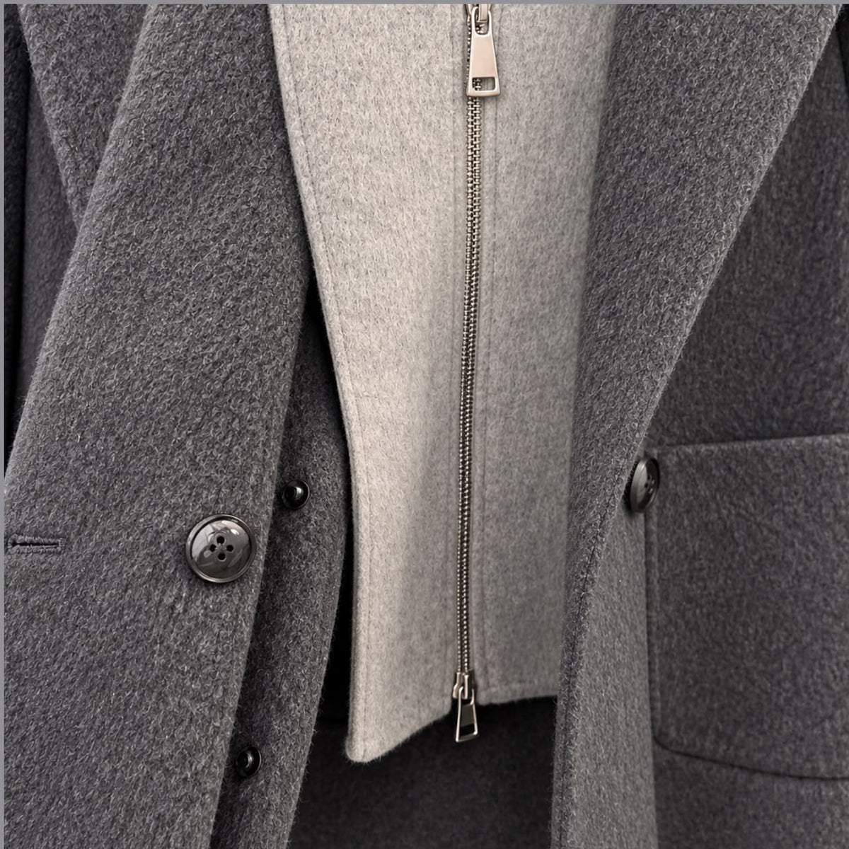 Cappotto Con Cappuccio Bicolore Antracite Grigio